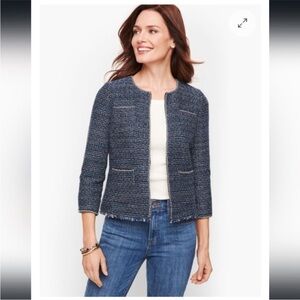 NWOT Talbots Women's Navy and White Tweed Blazer